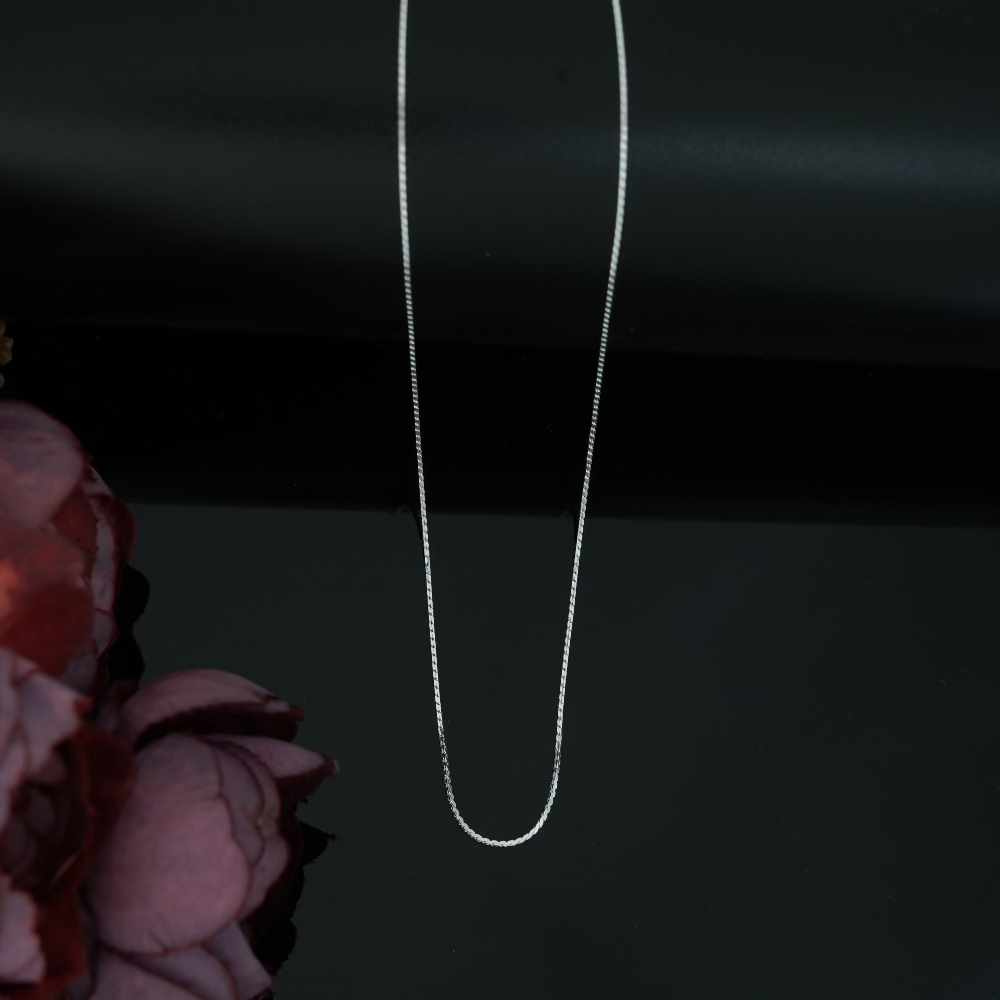 Plain Rhdm Silver Chain