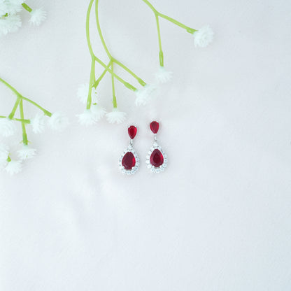 CZ Drop Silver Earrings