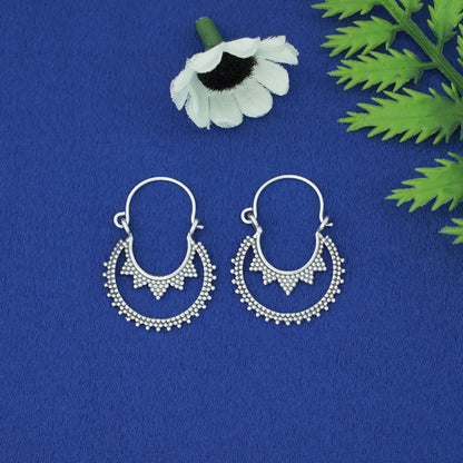 Silver Sunburst Hoops