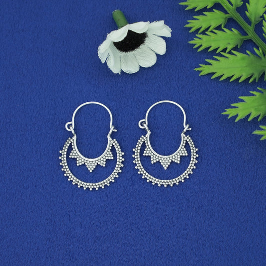 Silver Sunburst Hoops