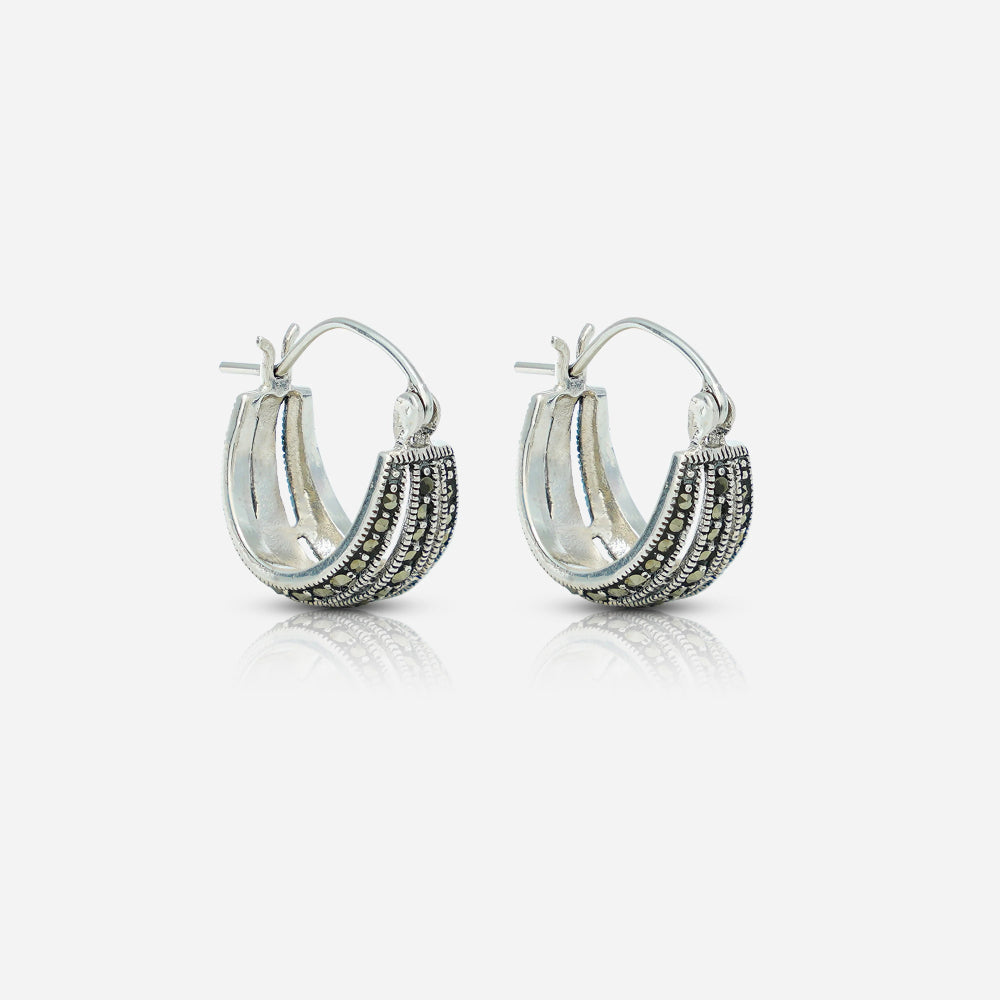 Pair of silver hoop earrings by Silver World - Best silver shops in Delhi.