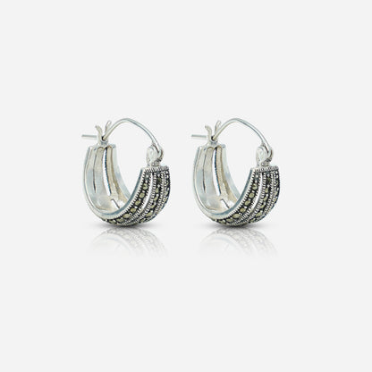 Pair of silver hoop earrings by Silver World - Best silver shops in Delhi.