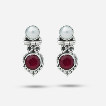Red stone earrings
