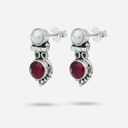 Red stone earrings