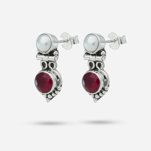 Red stone earrings
