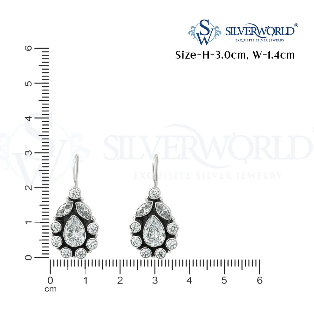 Silver Zirconia Drop Earrings