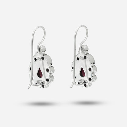 Pink Stone Silver Earrings