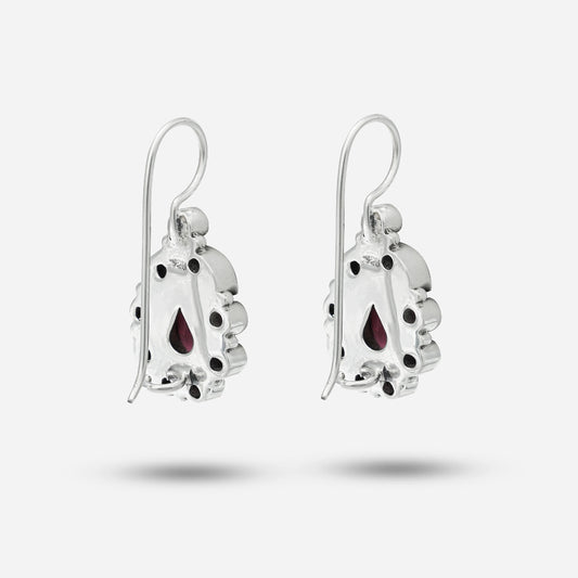 Pink Stone Silver Earrings