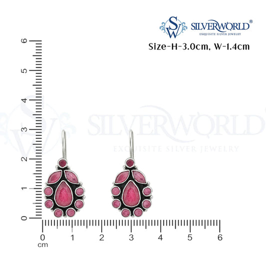 Pink Stone Silver Earrings