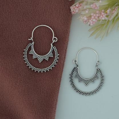 Silver Sunburst Hoops