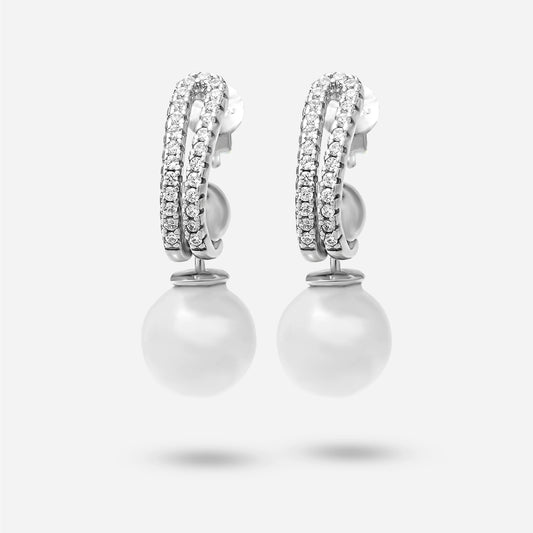 Zirconia Pearl Earrings by Silver World