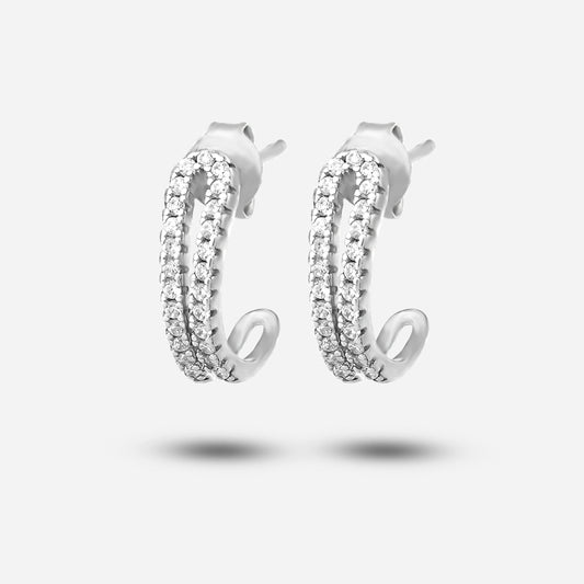 Zirconia Pearl Earrings by Silver World