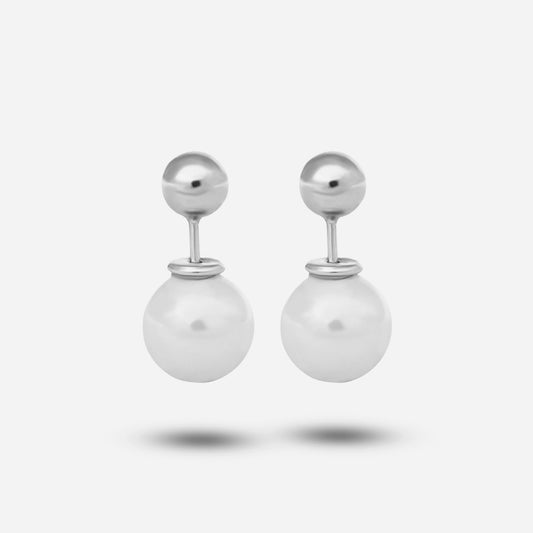 Zirconia Pearl Earrings by Silver World