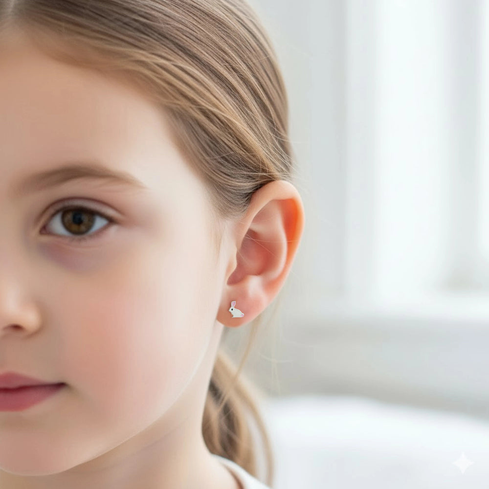 Silver Rabbit Studs