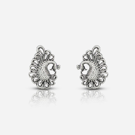 Pair of silver floral earrings 