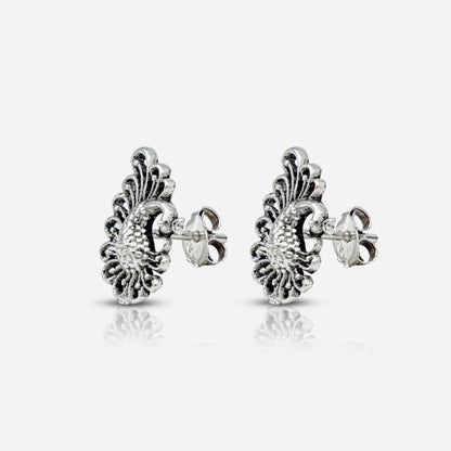 Pair of silver peacock earrings 