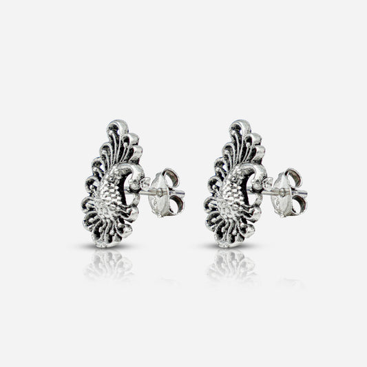 Pair of silver peacock earrings 