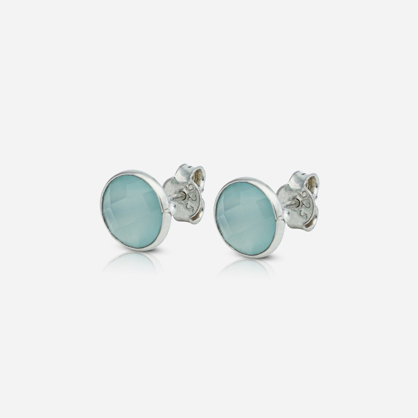 925 Silver Blue Chalcedony  Studs