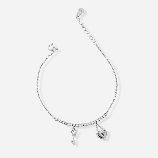 Silver Lock and Key Bracelet