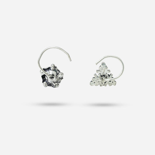 Pair of silver hoop earrings with embedded stones by silver world - best silver shops in Delhi