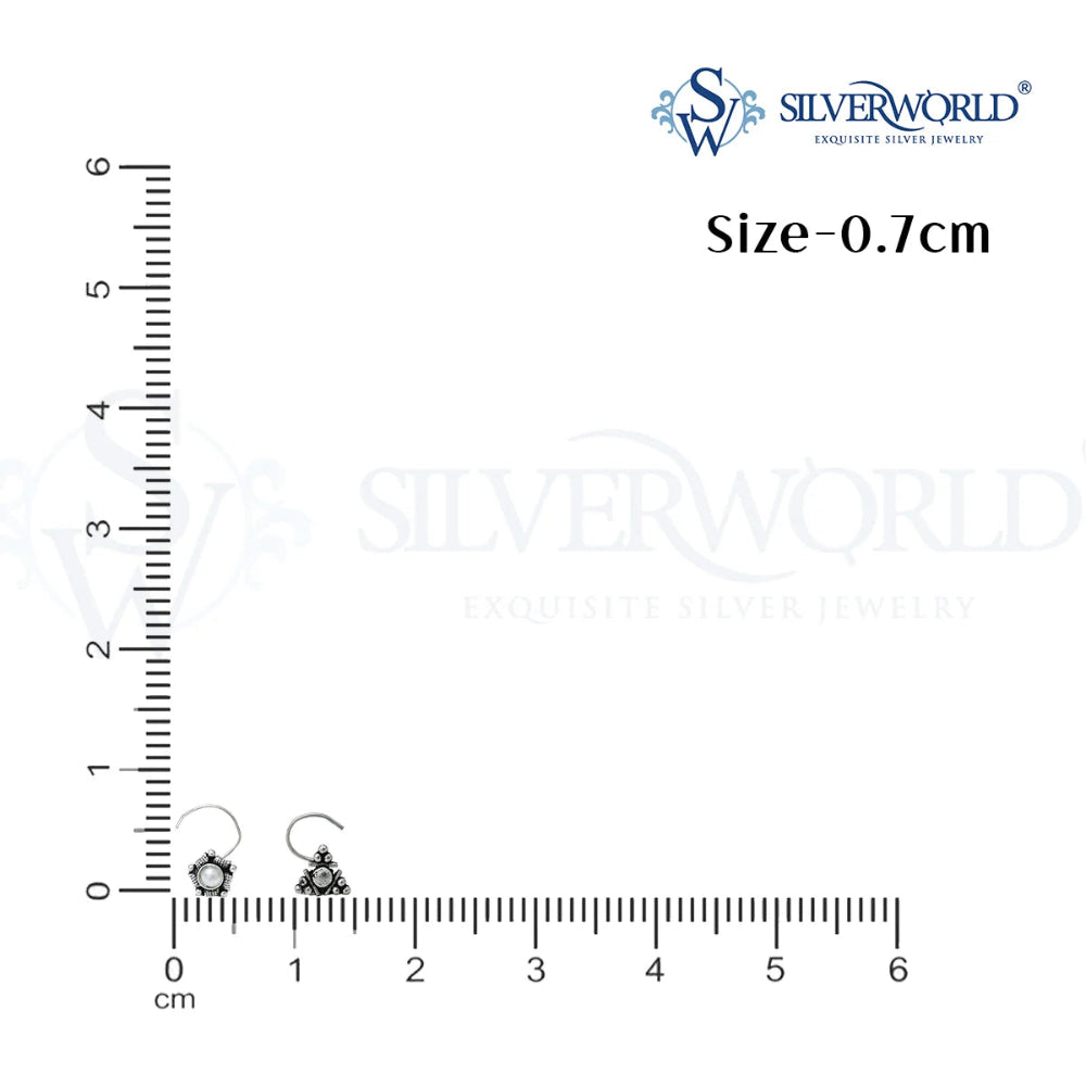 Small earrings next to a ruler by silver world - best silver shops in Delhi