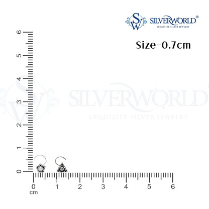 Small earrings next to a ruler by silver world - best silver shops in Delhi