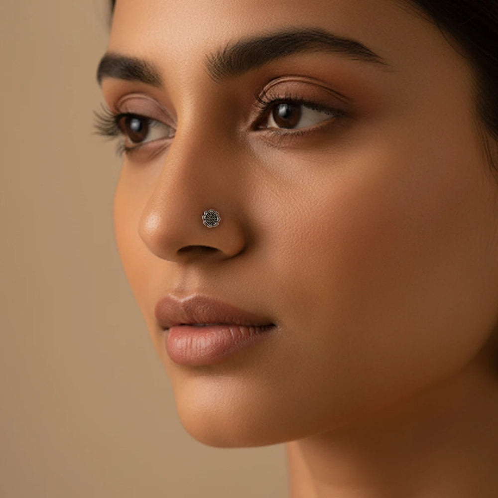 Close-up of a woman's face by Silver World - best silver shops in Delhi