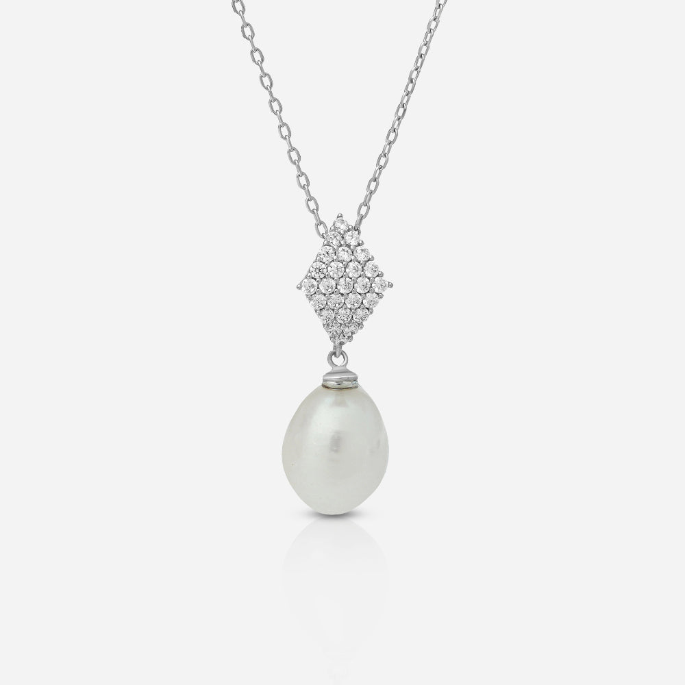 Zirconia Pearl Necklace by Silver World
