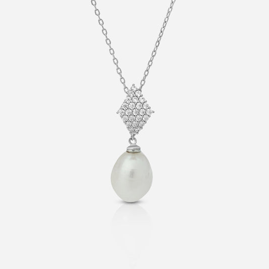 Zirconia Pearl Necklace by Silver World