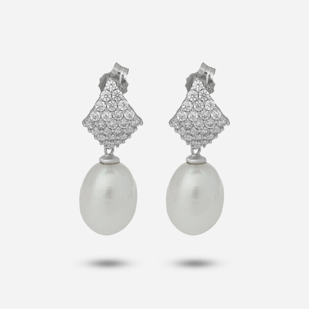 Zirconia Pearl Necklace by Silver World