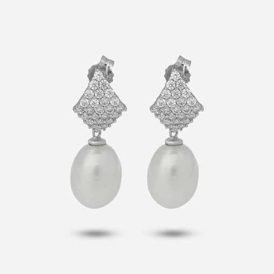 Zirconia Pearl Necklace by Silver World