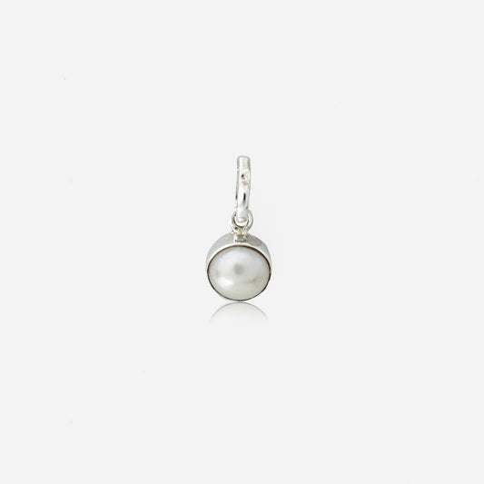 a silver necklace with a pearl pendant by Silver World.