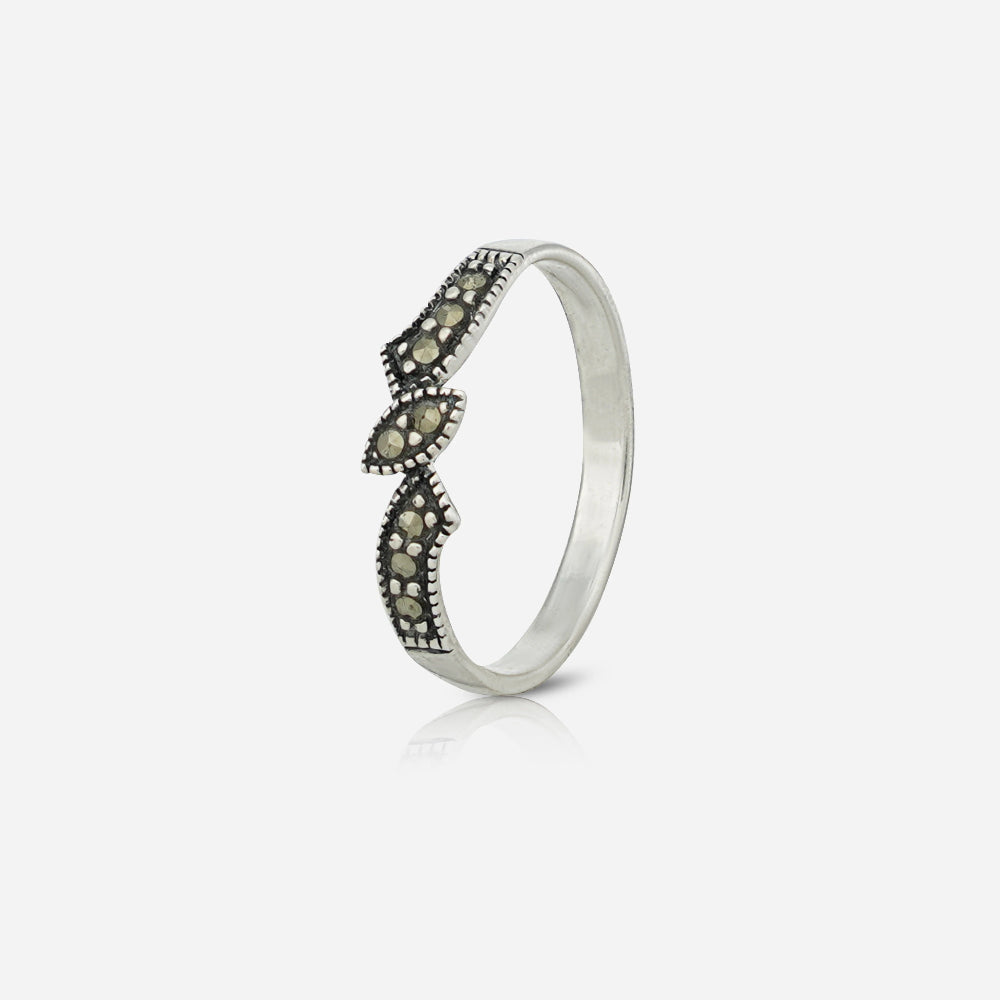 Silver ring with marcasite stones by Silver World - Best silver shops in Delhi!
