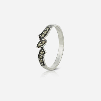 Silver ring with marcasite stones by Silver World - Best silver shops in Delhi!