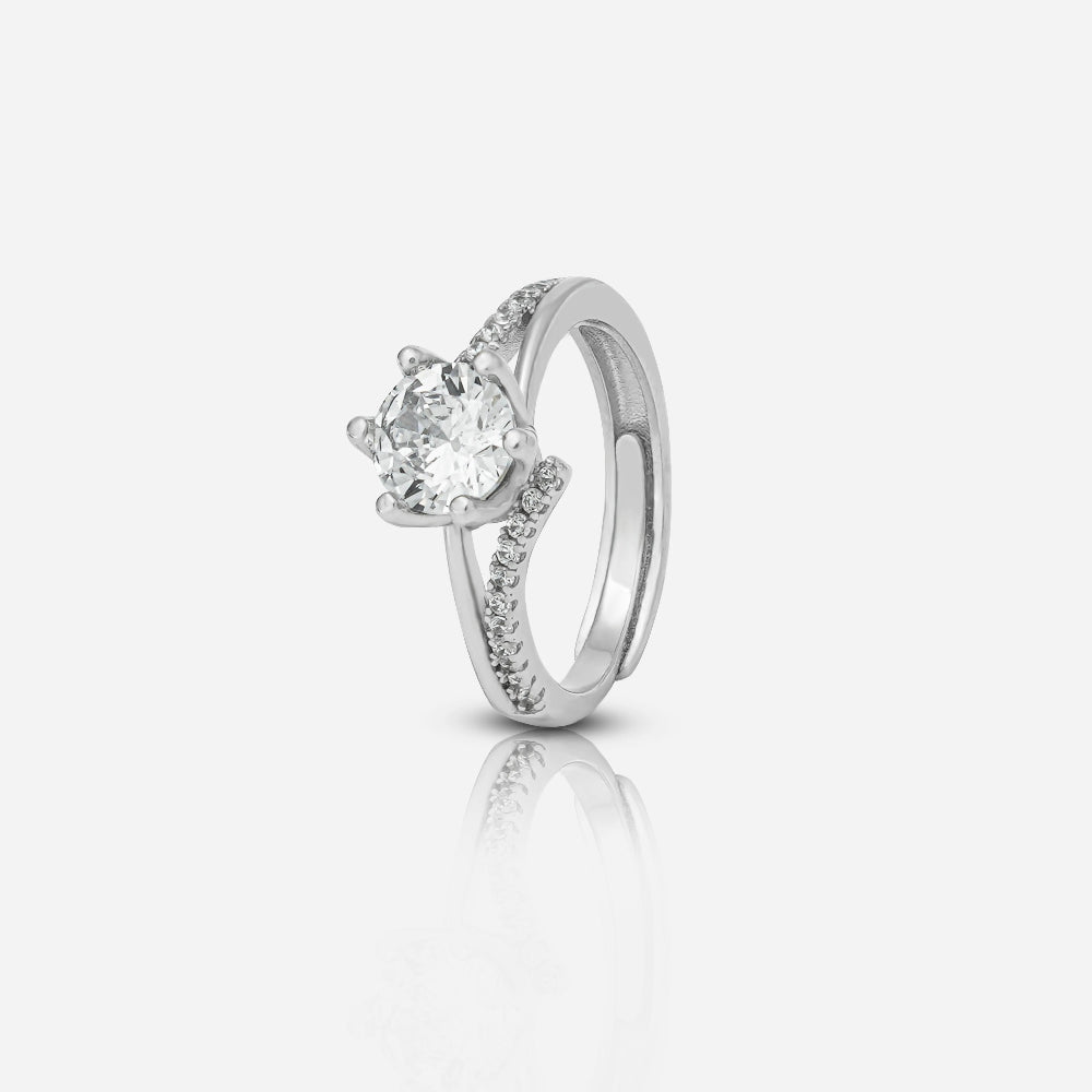 Silver ring with a diamond