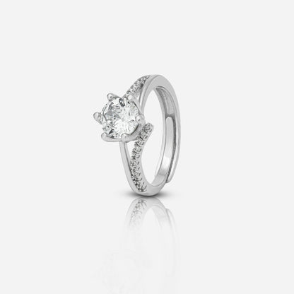 Silver ring with a diamond