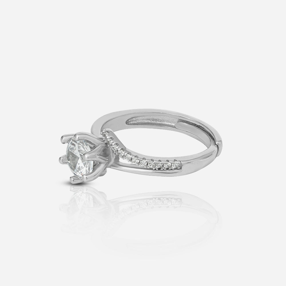 Silver ring with a diamond 
