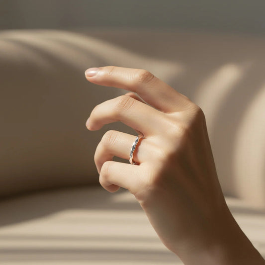 Hand wearing a ring by Silver World - best silver shops in Delhi