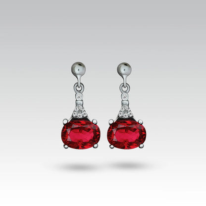 Ruby Red Silver Earrings