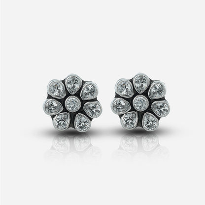 flower stone earrings front