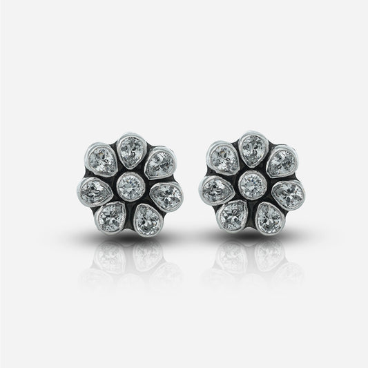 flower stone earrings front