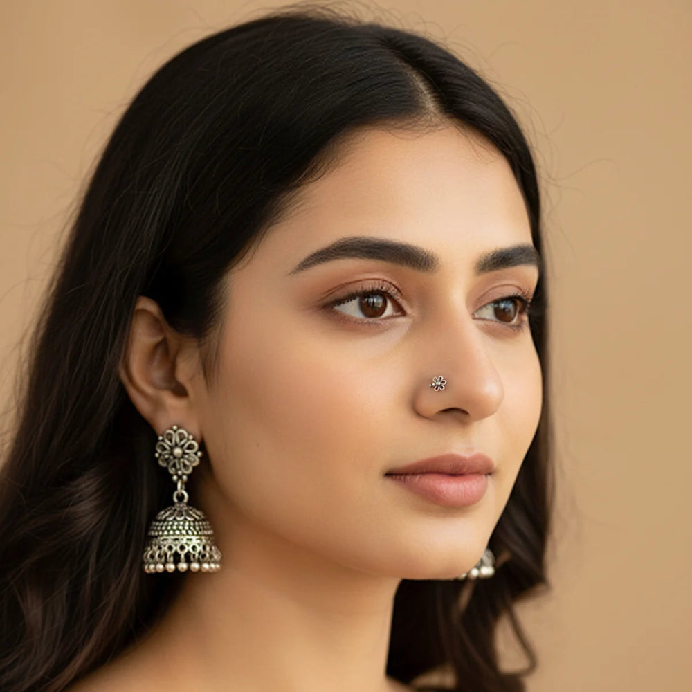 Oxidized Silver Nose Pins by Silver World - Best Silver shops in Delhi!