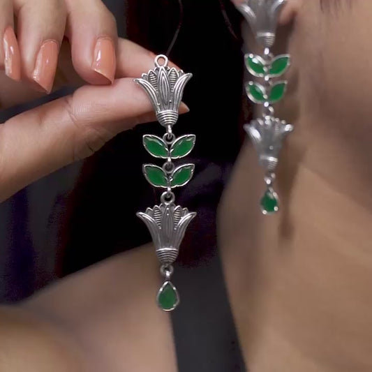 Green Stone Floral Drop