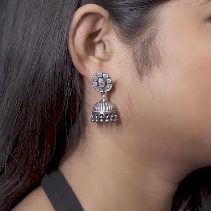 White Stone Floral Jhumka