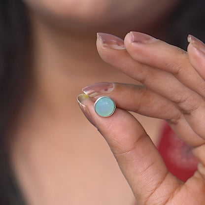 925 Silver Blue Chalcedony  Studs