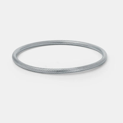 Hollowpipe Bangle Silver on a light gray background