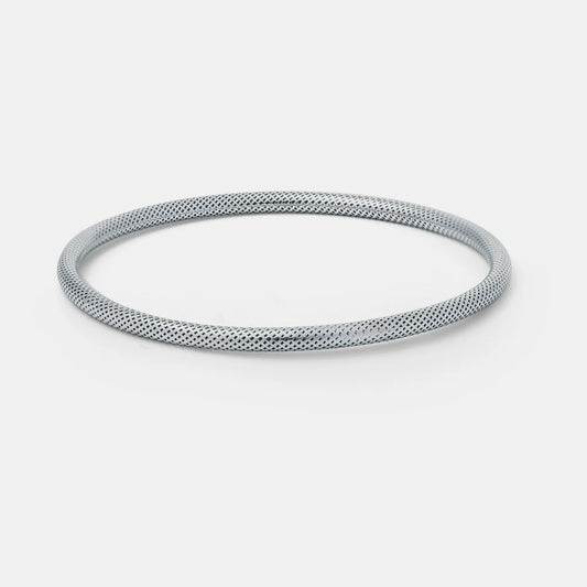 Hollowpipe Bangle Silver on a light gray background