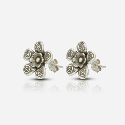 Oxidized Floral Stud Earrings