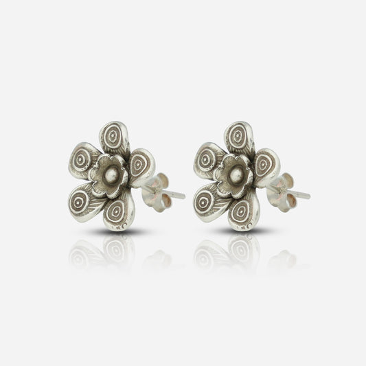 Oxidized Floral Stud Earrings